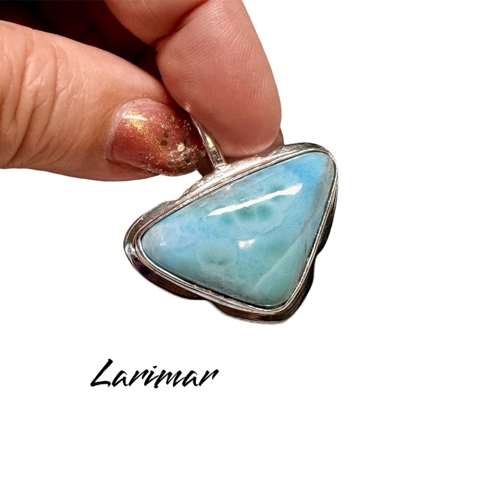Silver and Blue LARIMAR Pendant Necklace